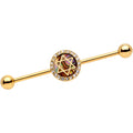 BodyCandy Clear Gem Star of David Gold Anodized Straight Industrial Barbell 38mm — main product shot