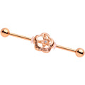 BodyCandy Clear Gem Sunshine Rose Gold Anodized Straight Industrial Barbell 38mm — main product shot