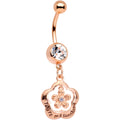 BodyCandy Clear Gem Rose Gold Tone Youre My Sunshine Flower Dangle Belly Ring — main product shot