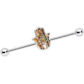 BodyCandy Colorful Inlay Hamsa Hand Charm Straight Industrial Barbell 38mm — main product shot