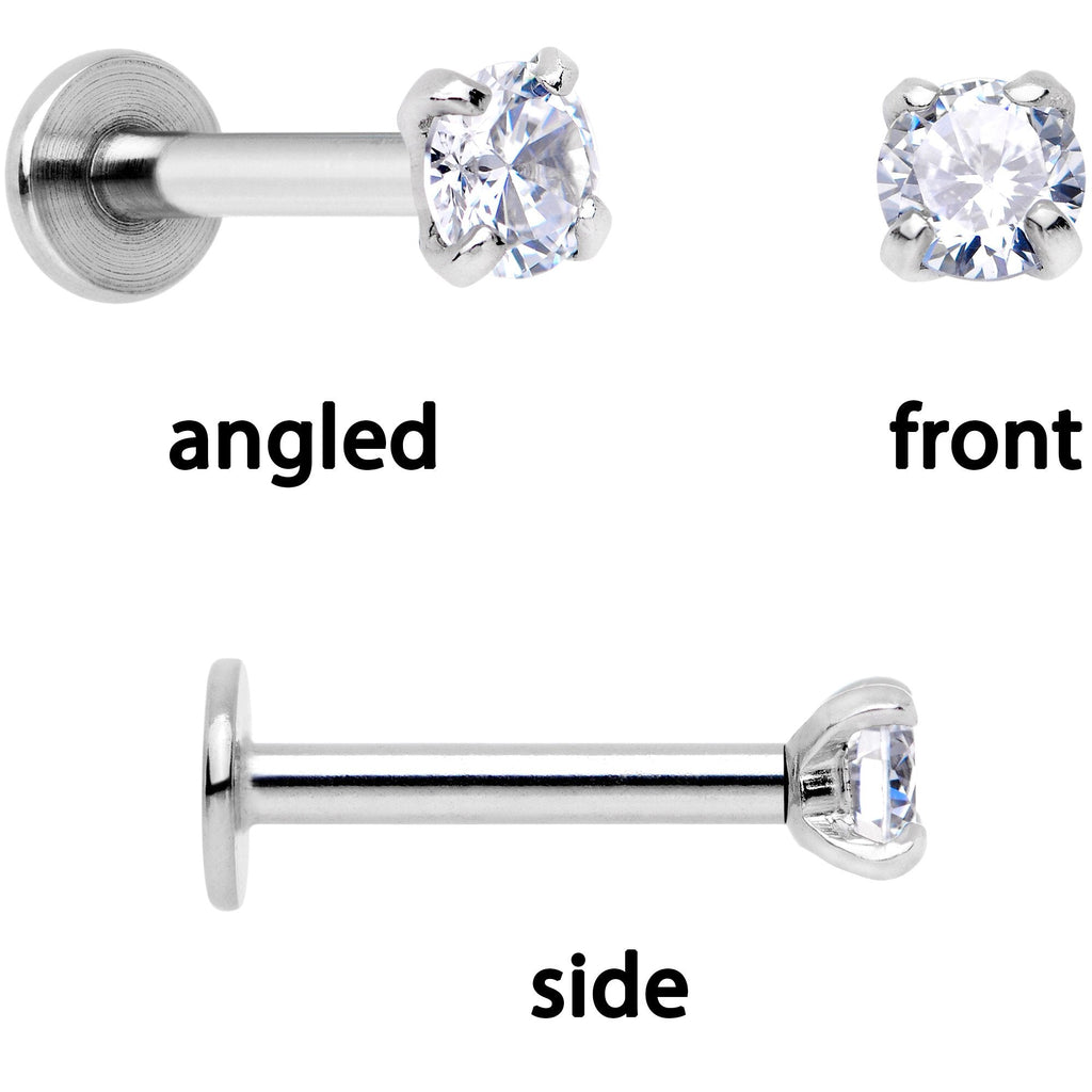 BodyCandy 16G 1/4 Clear Gem Red Rose Flower Cartilage Tragus Earring Set of 3 — alternate view