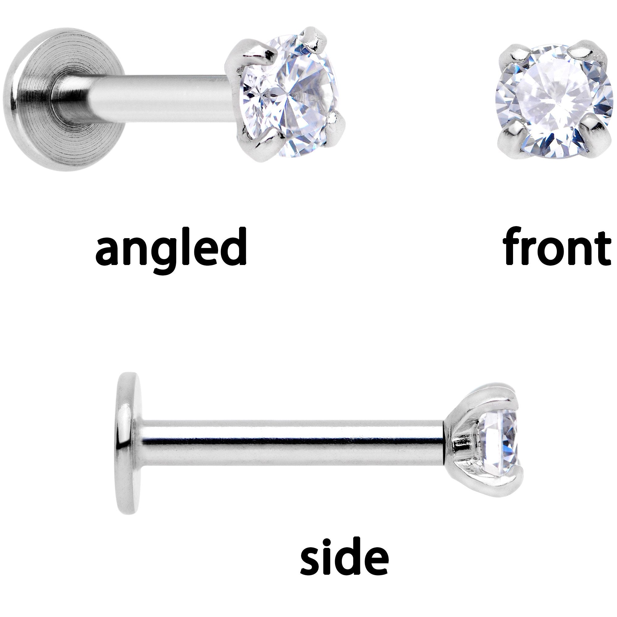 BodyCandy 16G 1/4 Clear Gem Red Rose Flower Cartilage Tragus Earring Set of 3 — alternate view
