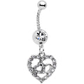BodyCandy Clear Gem Dazzling Heart Valentine Twisted Dangle Belly Ring — main product shot