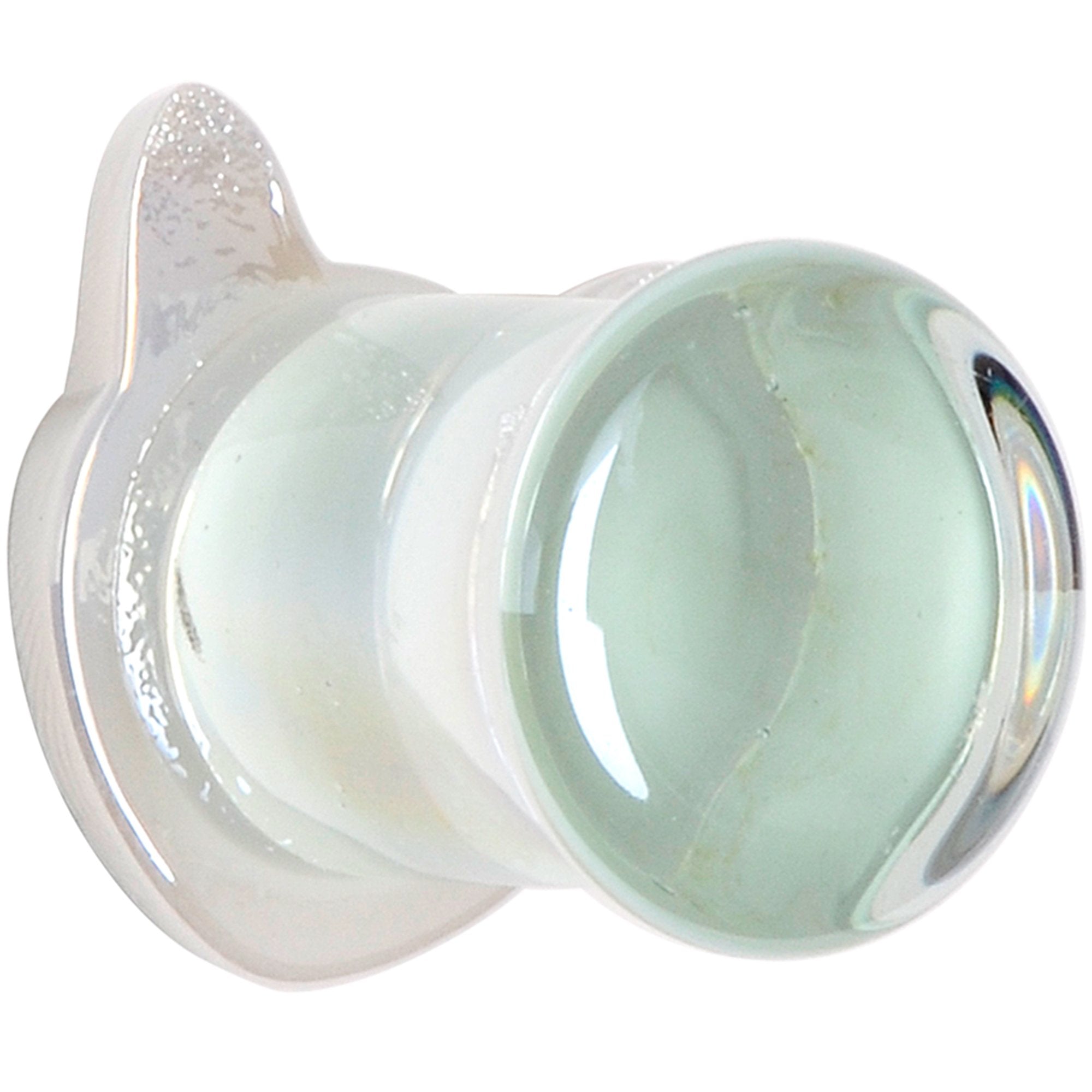BodyCandy Aurora White Glass Double Flare Kitty Cat Plug Set 6mm to 25mm — lifestyle context
