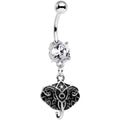 BodyCandy Clear Cubic Zirconia Gem Elephant Inspired Abstract Dangle Belly Ring — main product shot