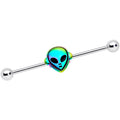 BodyCandy 14G Iridescent Alien Face Industrial Barbell 38mm — main product shot