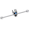 BodyCandy 14G Blue Synthetic Opal Hamsa Sacred Hand Industrial Barbell 38mm — main product shot