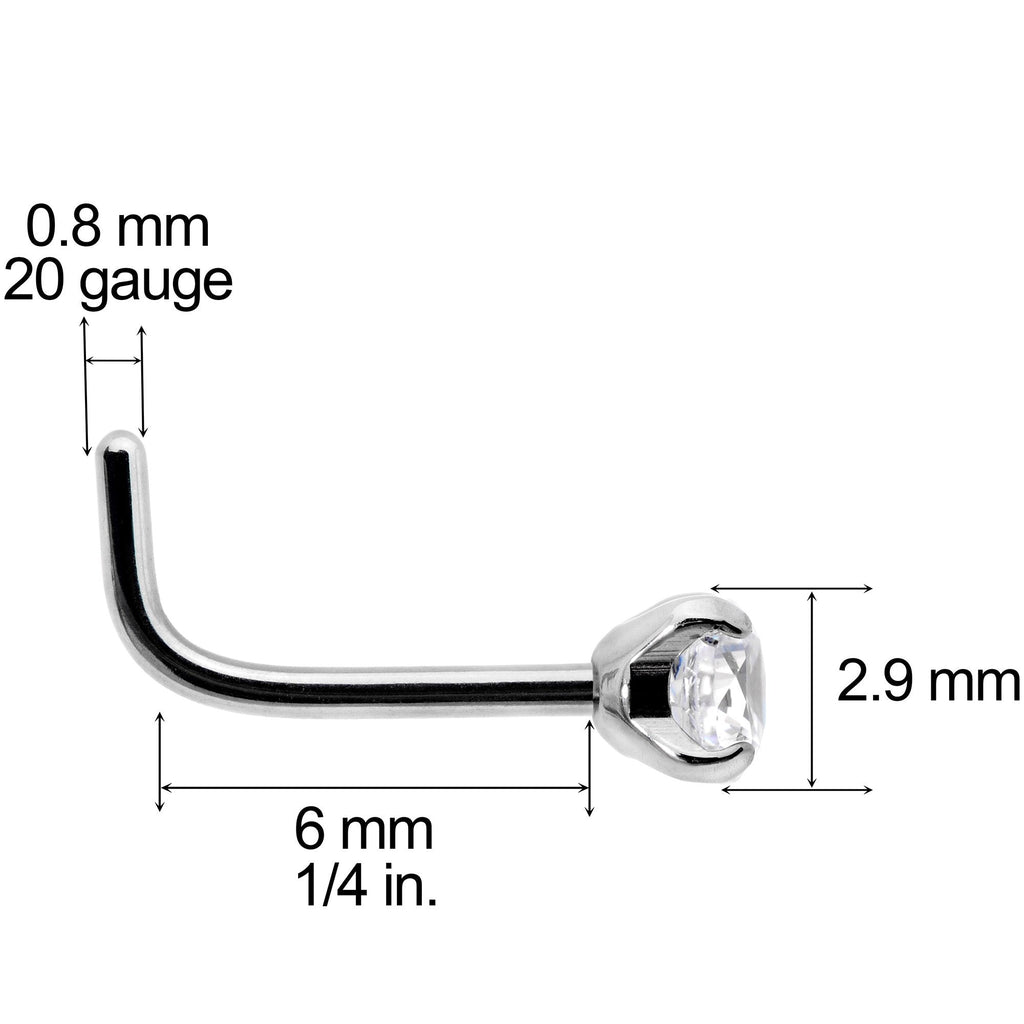 BodyCandy 20G 1/4 Clear 3mm CZ Gem Grade 23 Titanium L Shaped Nose Ring — lifestyle context