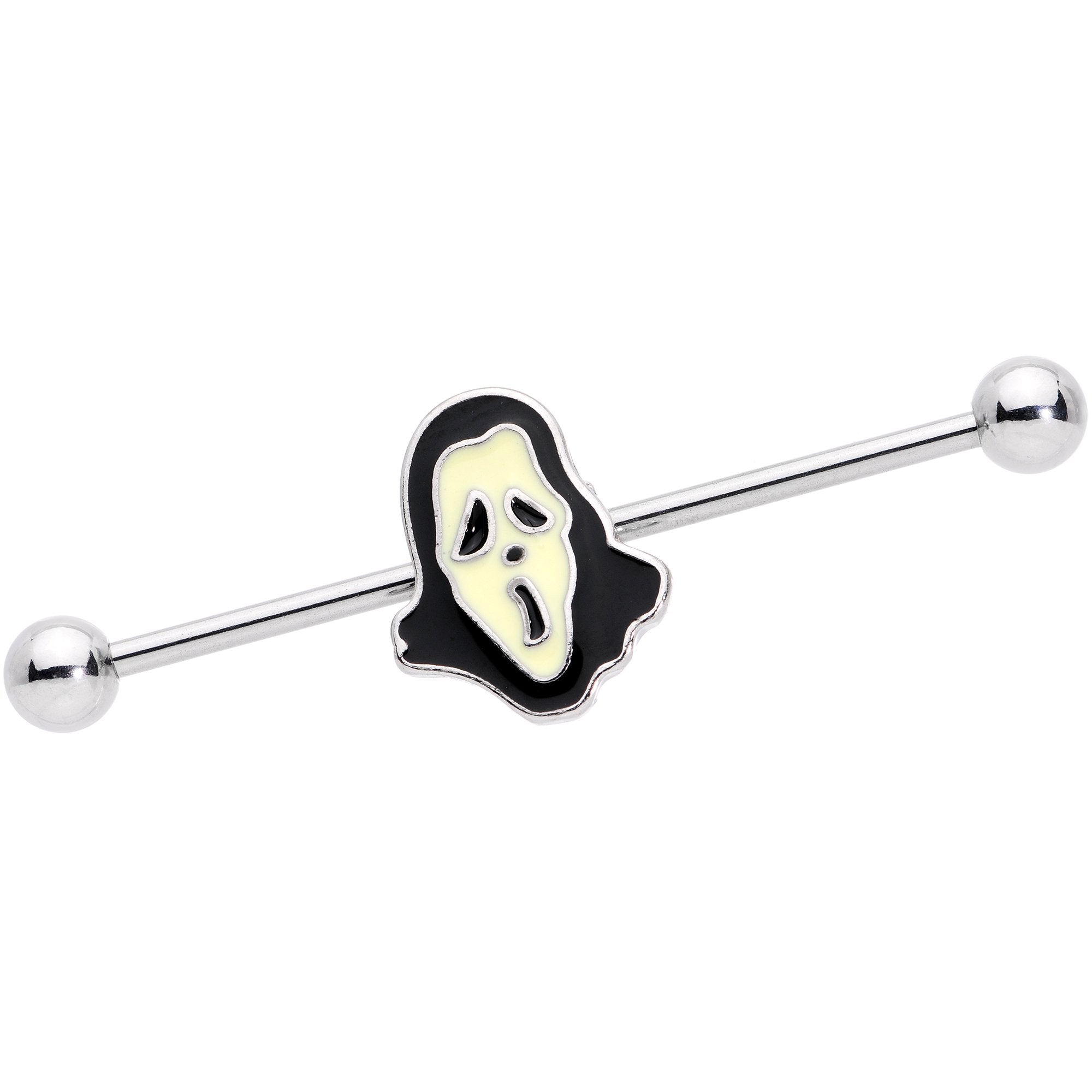 BodyCandy 14G Glow in the Dark Ghost Straight Industrial Barbell 38mm — main product shot