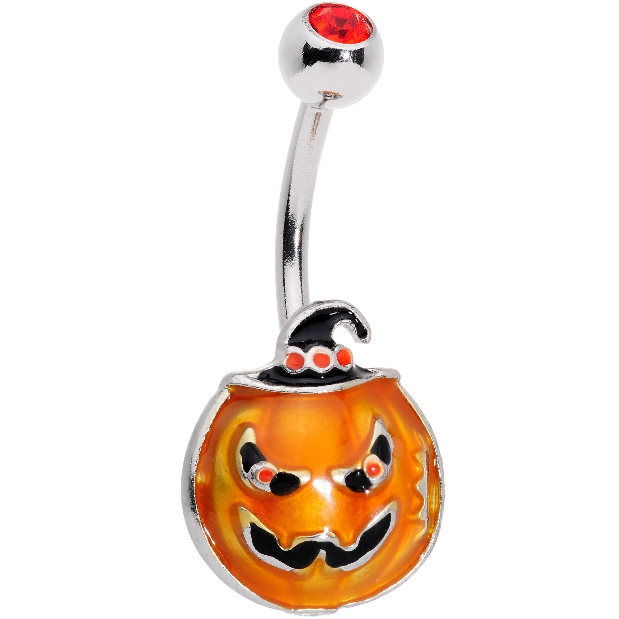 BodyCandy Orange Gem Spooky Jack O Lantern Belly Ring — main product shot