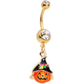 BodyCandy Clear Gem Gold PVD Jolly Jack O Lantern Belly Ring — main product shot