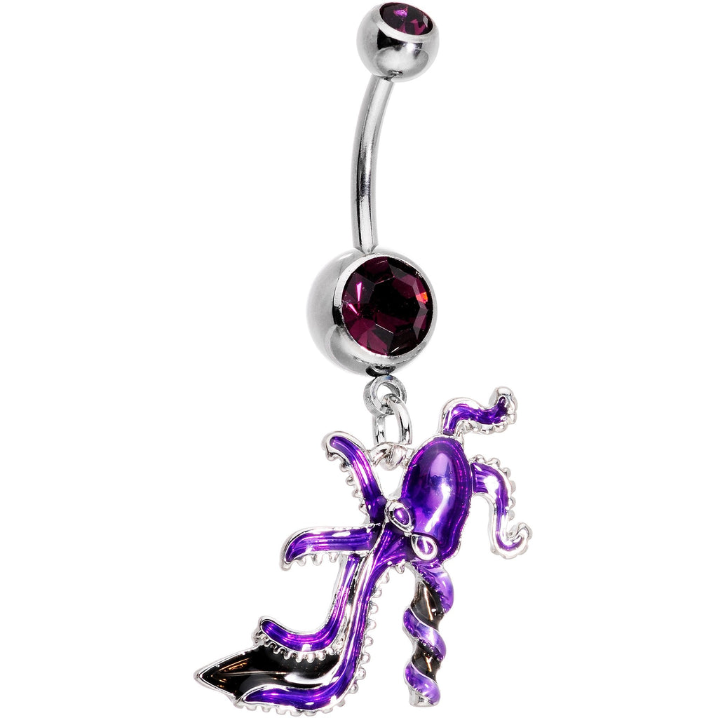 BodyCandy Purple Gem High Heel Octopus Dangle Belly Ring — main product shot