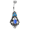 BodyCandy Blue Faux Druzy Baroque Teardrop Dangle Belly Ring — main product shot