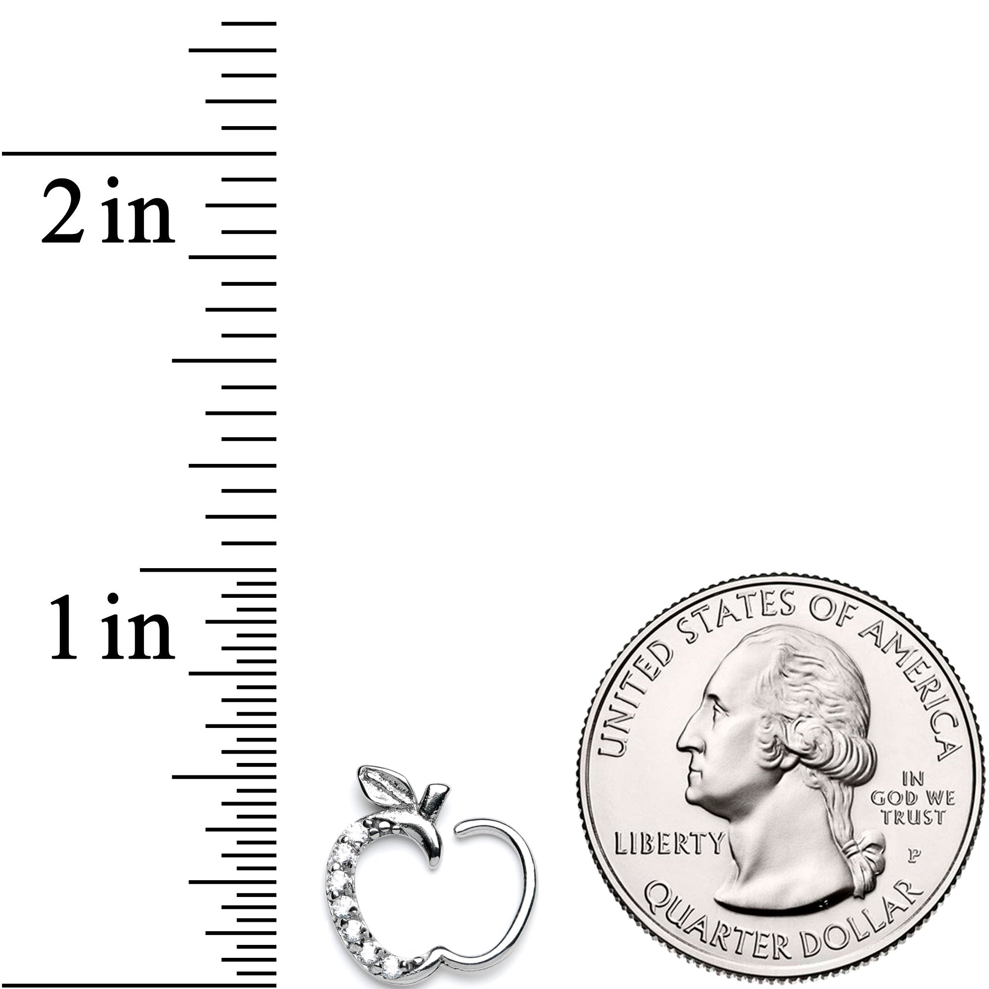 BodyCandy 16G 3/8 Clear CZ Gem Tasty Treat Right Apple Closure Ring — detail and construction