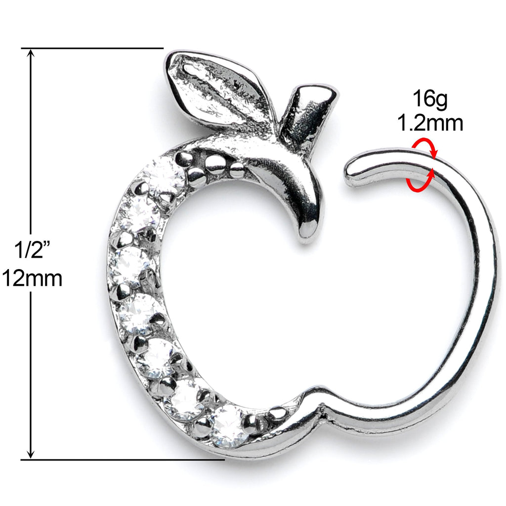 BodyCandy 16G 3/8 Clear CZ Gem Tasty Treat Right Apple Closure Ring — lifestyle context