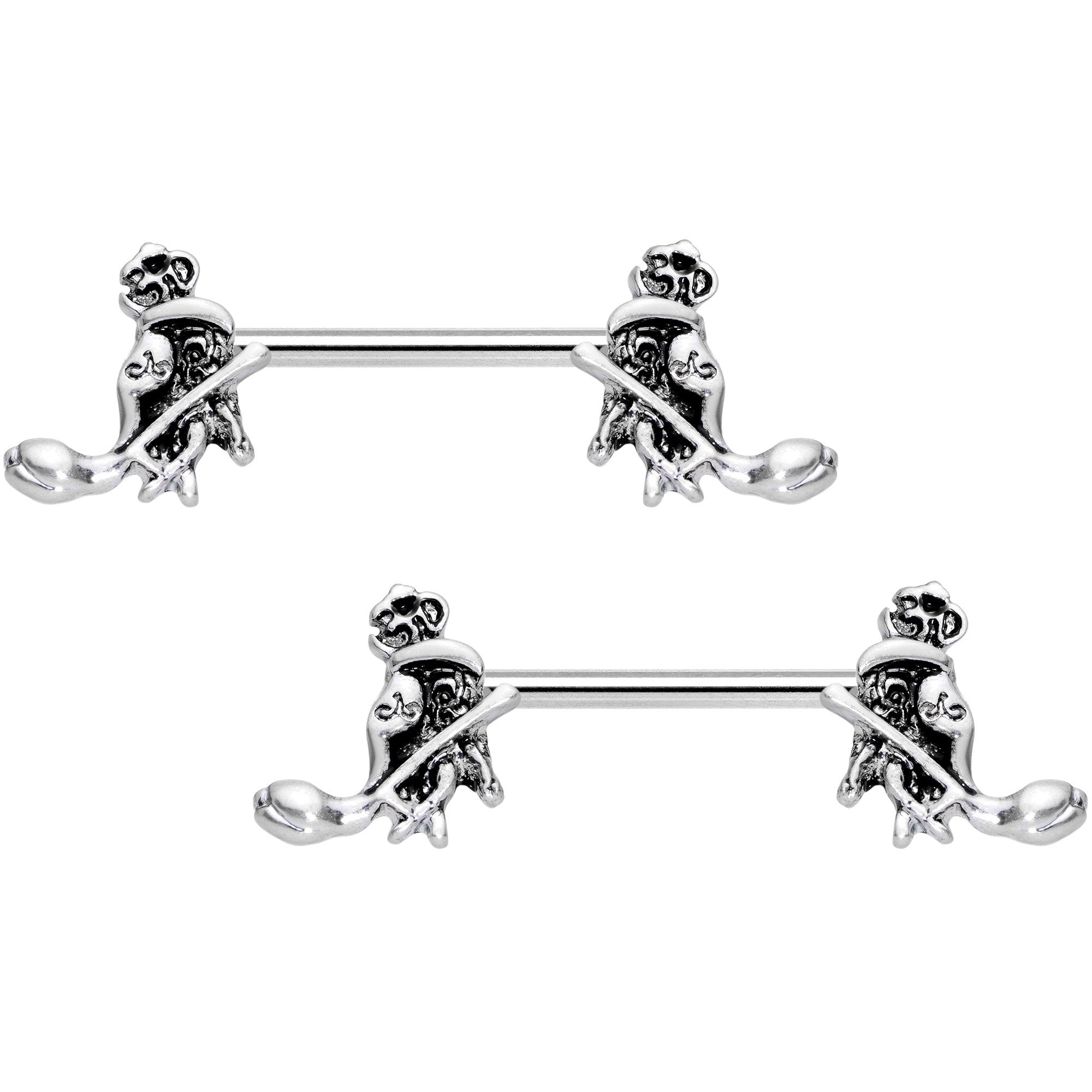 BodyCandy 14G 9/16 Hamsa Hand Flower Barbell Nipple Ring Set — main product shot