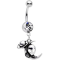 BodyCandy Clear Gem UFO Aliens Are Watching Dangle Belly Ring — main product shot