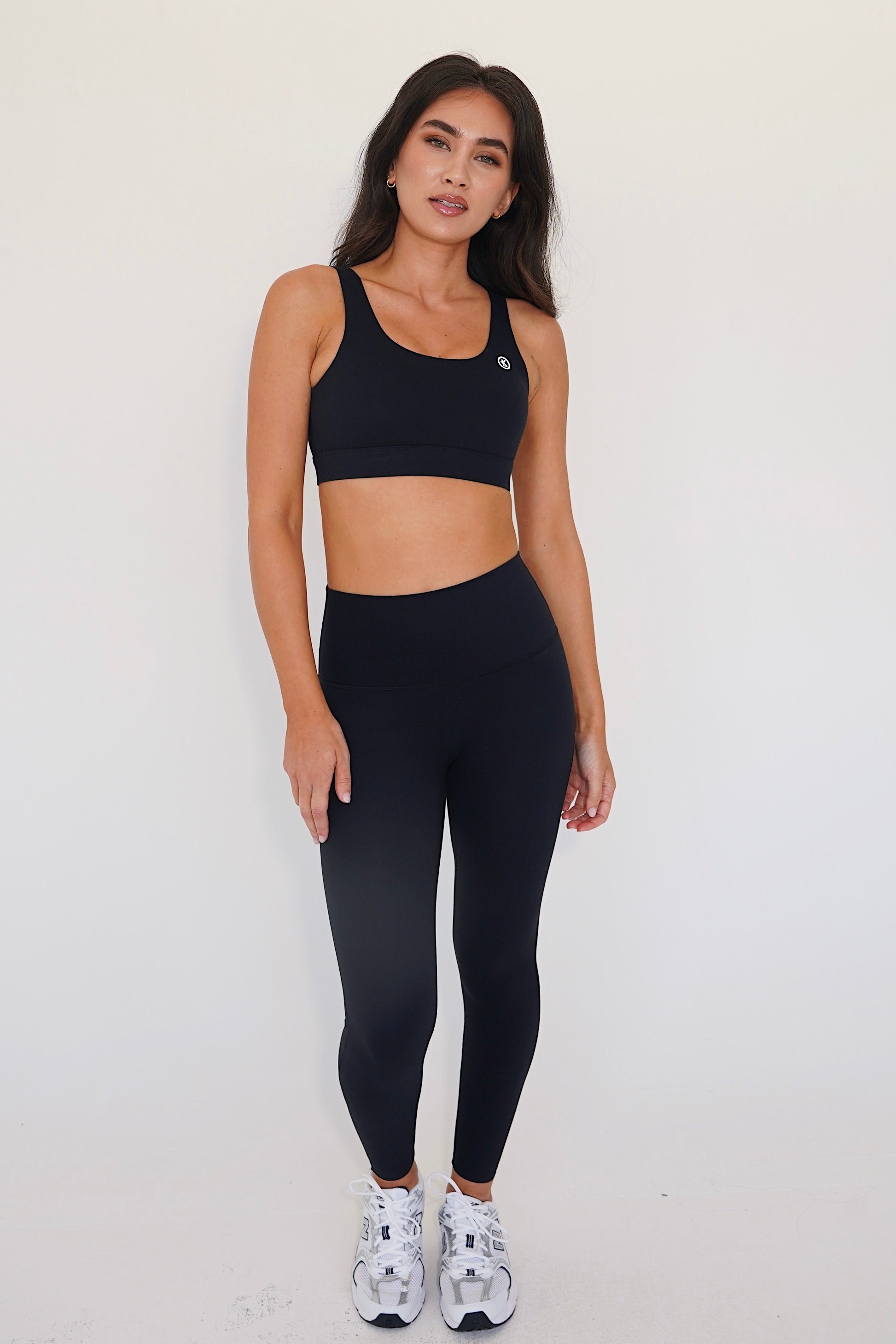 KIMITH BRAND I am Beautifully Radiant Quick Dry Black Sports Bra — side view