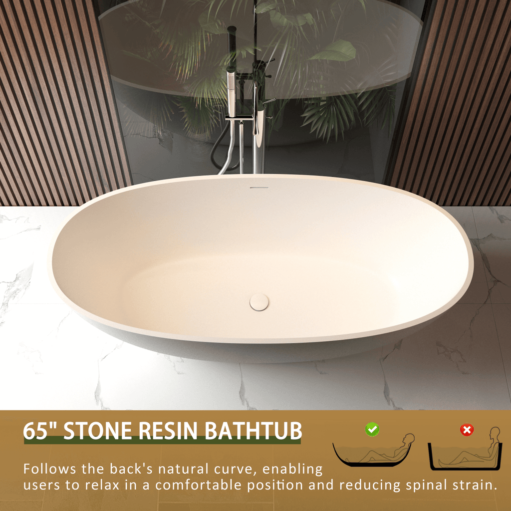 Nuvia Virella 65-Inch Luxury Freestanding Soaking Bathtub With Overflow And Pop-Up Drain (SAK69451) – SAKSBY WHOLESALE, view 