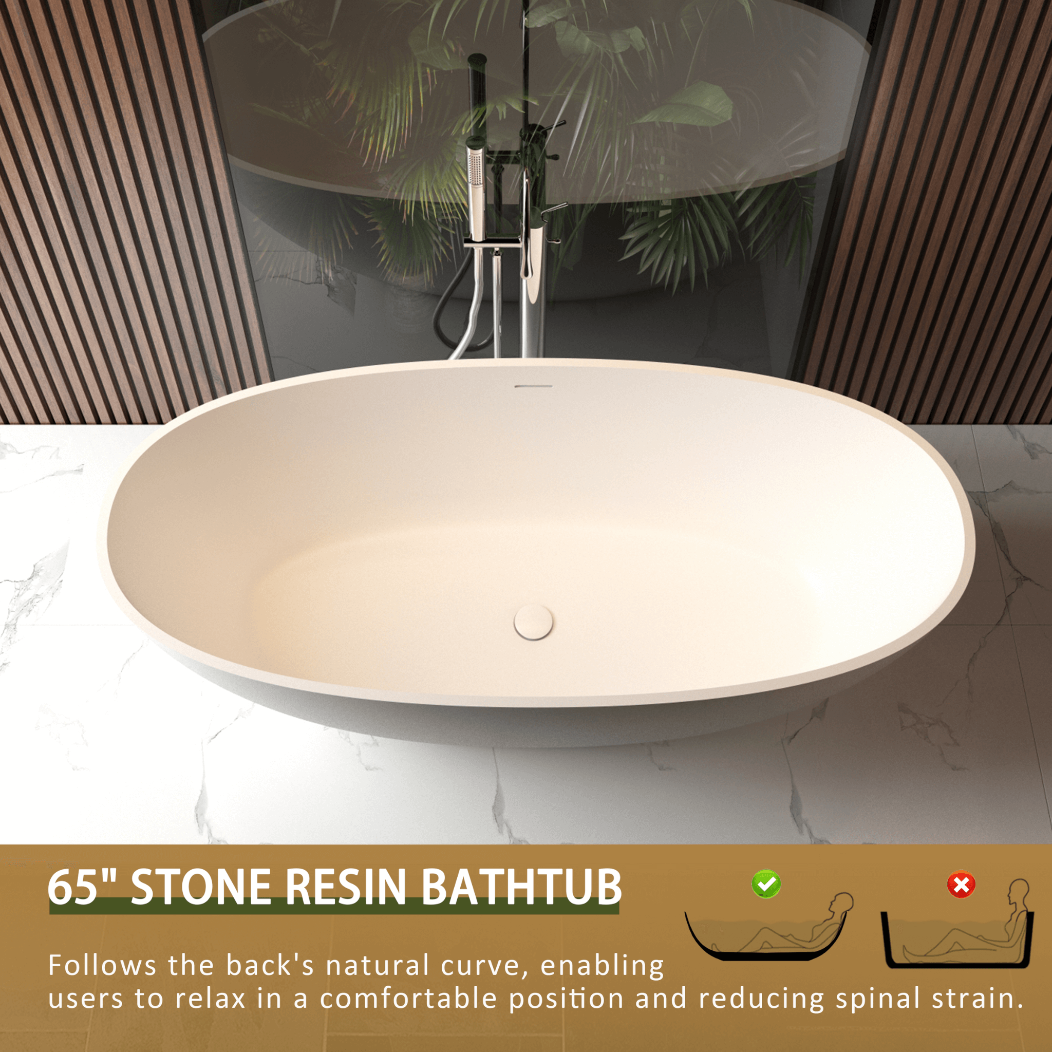 Nuvia Virella 65-Inch Luxury Freestanding Soaking Bathtub With Overflow And Pop-Up Drain (SAK69451) – SAKSBY WHOLESALE, view 