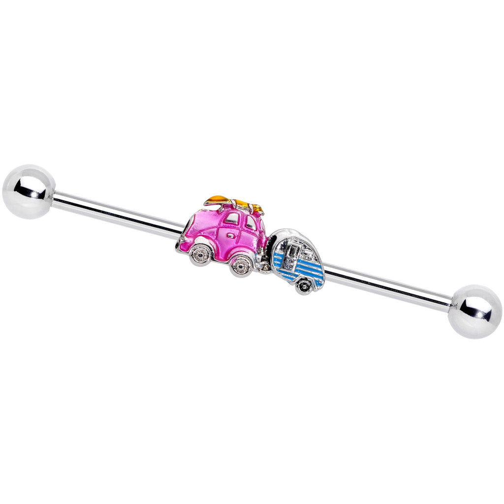 BodyCandy 14G Pink Time for a Road Trip Industrial Barbell 38mm — main product shot