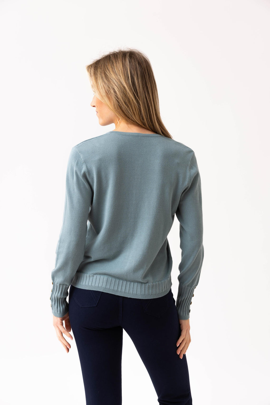 KADOU BOUTIQUE Essential Button Cardigan — lifestyle context