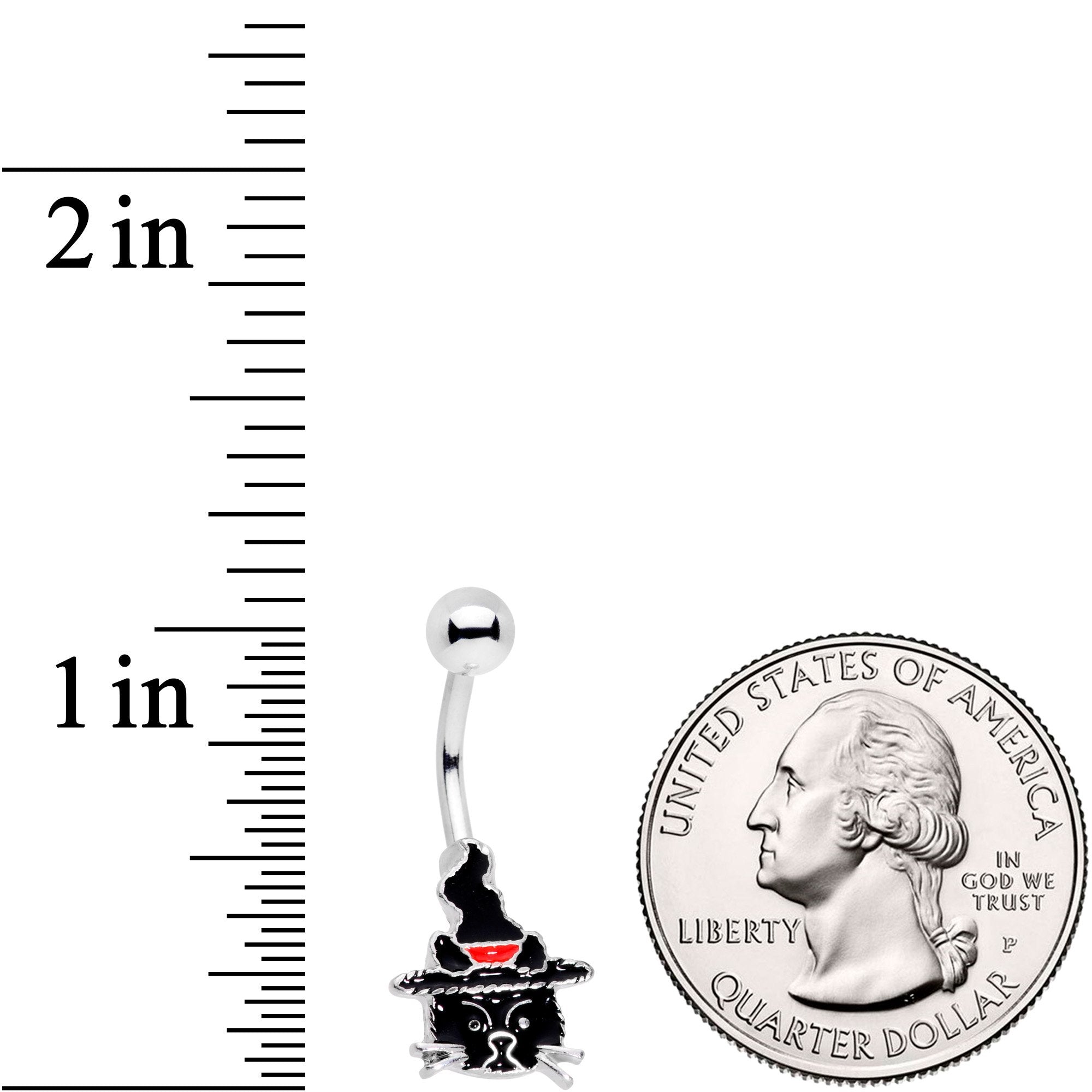 BodyCandy Halloween Witch Way Sassy Black Cat Belly Ring — detail and construction