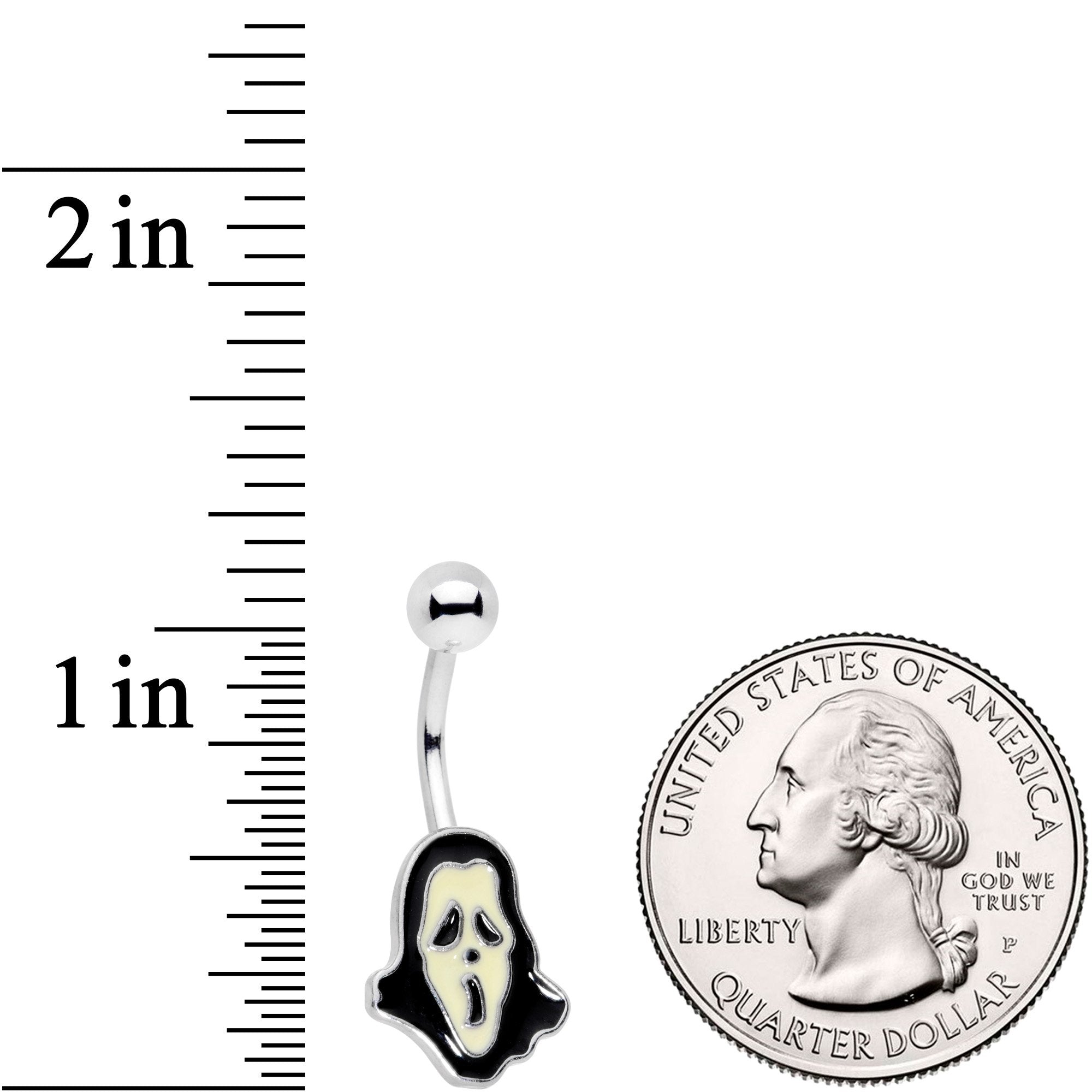 BodyCandy Scary Scream for Me Ghost Belly Ring — detail and construction