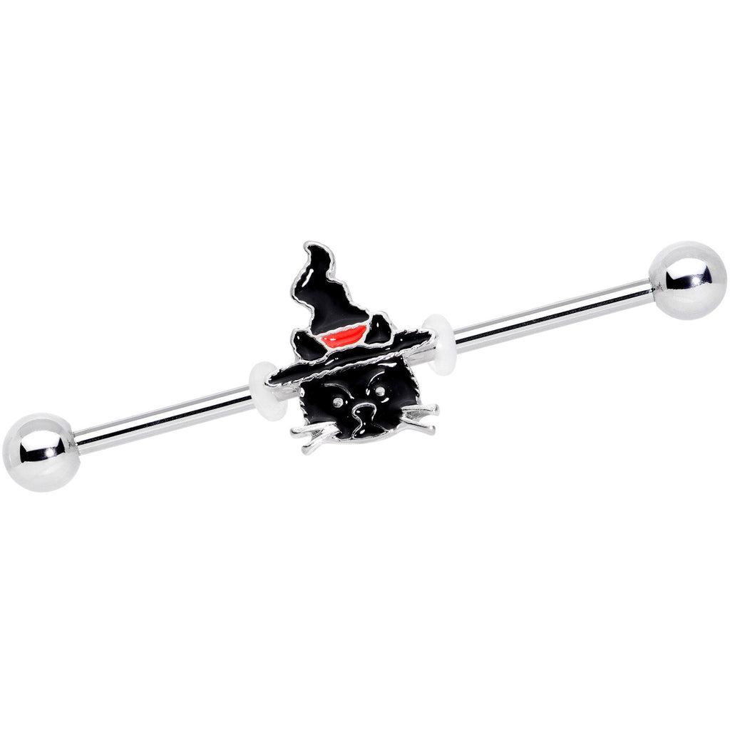 BodyCandy 14G Halloween Witch Way Black Cat Barbell Industrial 38mm — main product shot