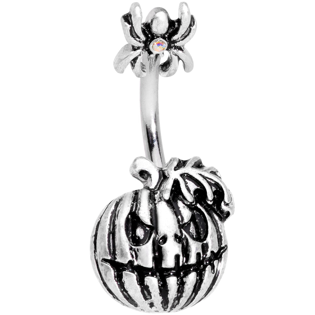 BodyCandy Scary Spider Jack O Lantern Double Mount Belly Ring — main product shot