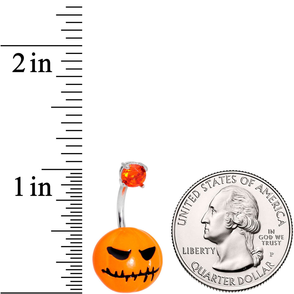 BodyCandy Orange Gem Scary Halloween Jack O Lantern Belly Ring — detail and construction