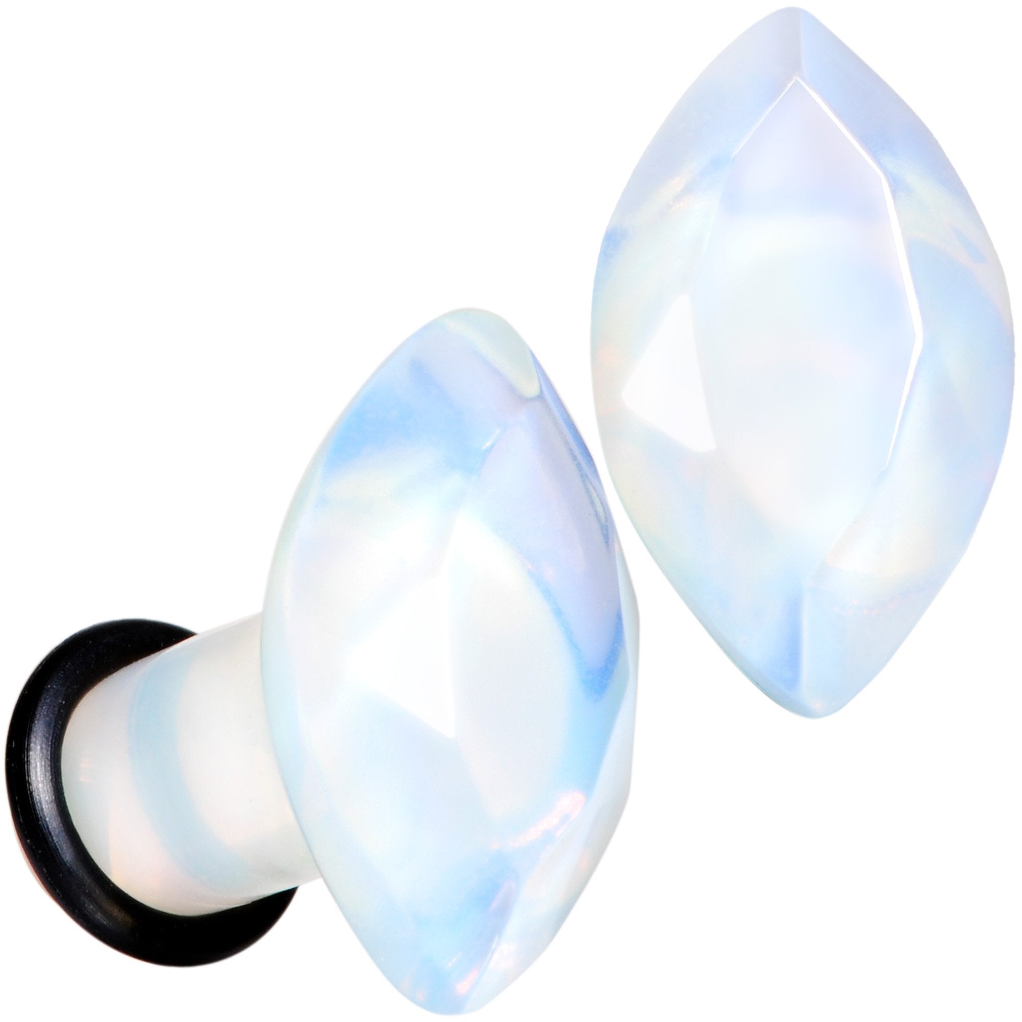 BodyCandy White Opalite Faceted Single Flare Plug Set 6mm to 25mm — packaging or label