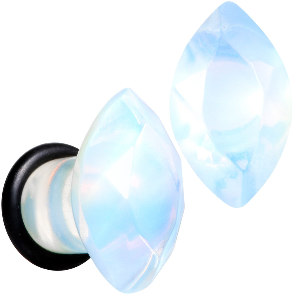 BodyCandy White Opalite Faceted Single Flare Plug Set 6mm to 25mm — main product shot