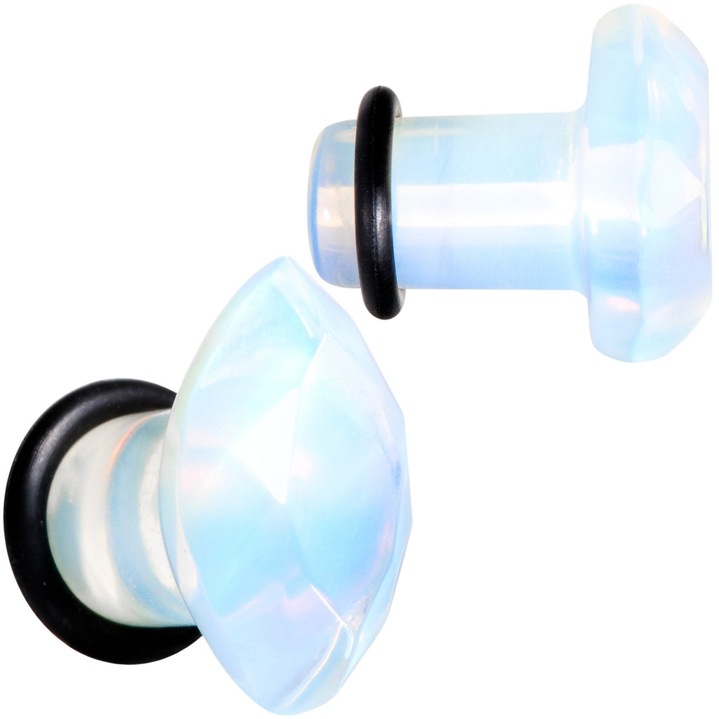 BodyCandy White Opalite Faceted Single Flare Plug Set 6mm to 25mm — lifestyle context