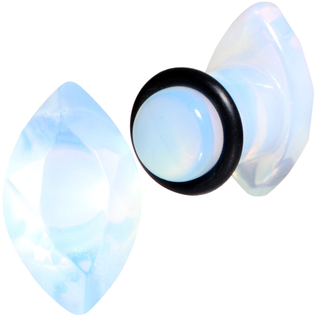 BodyCandy White Opalite Faceted Single Flare Plug Set 6mm to 25mm — branding close-up