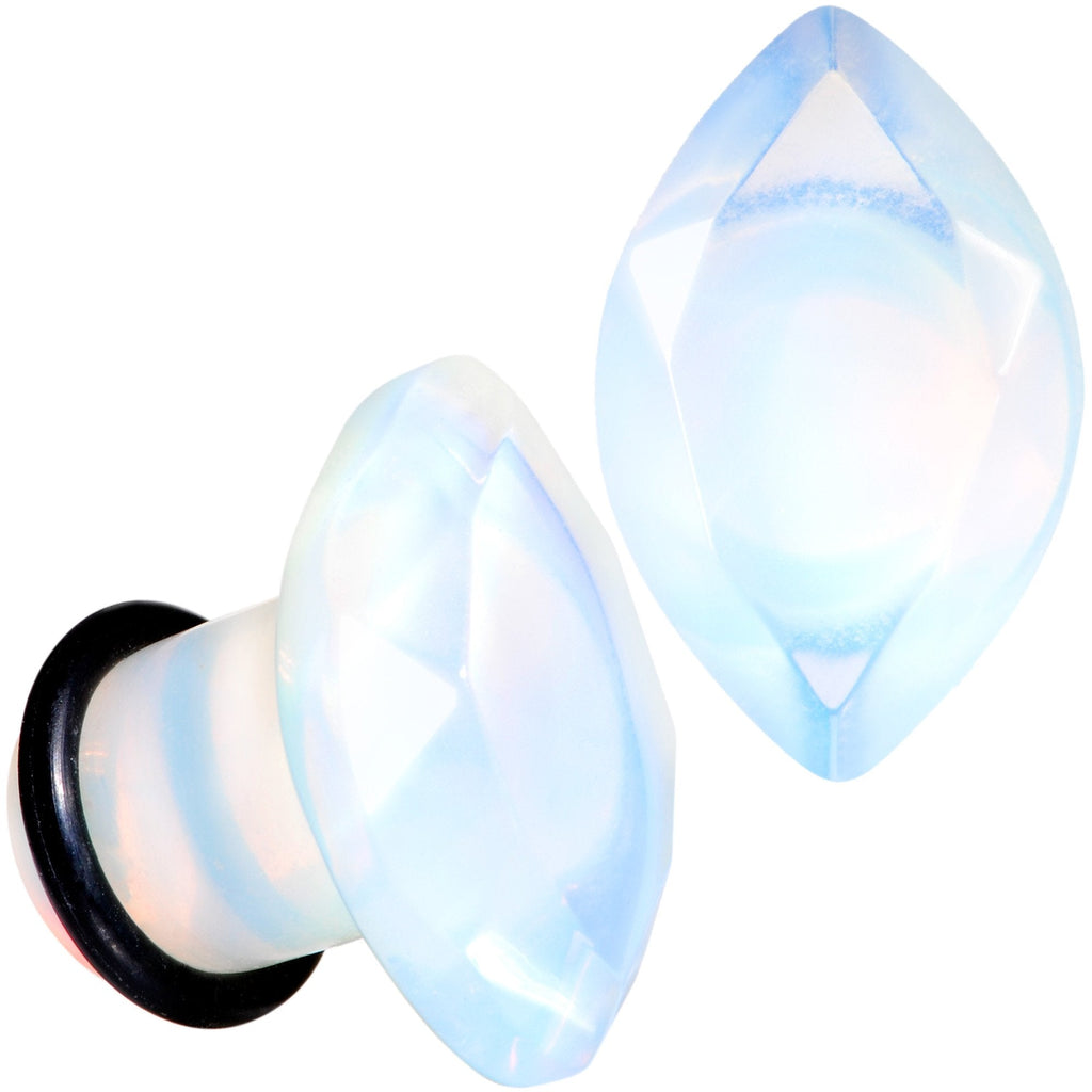 BodyCandy White Opalite Faceted Single Flare Plug Set 6mm to 25mm — alternate view