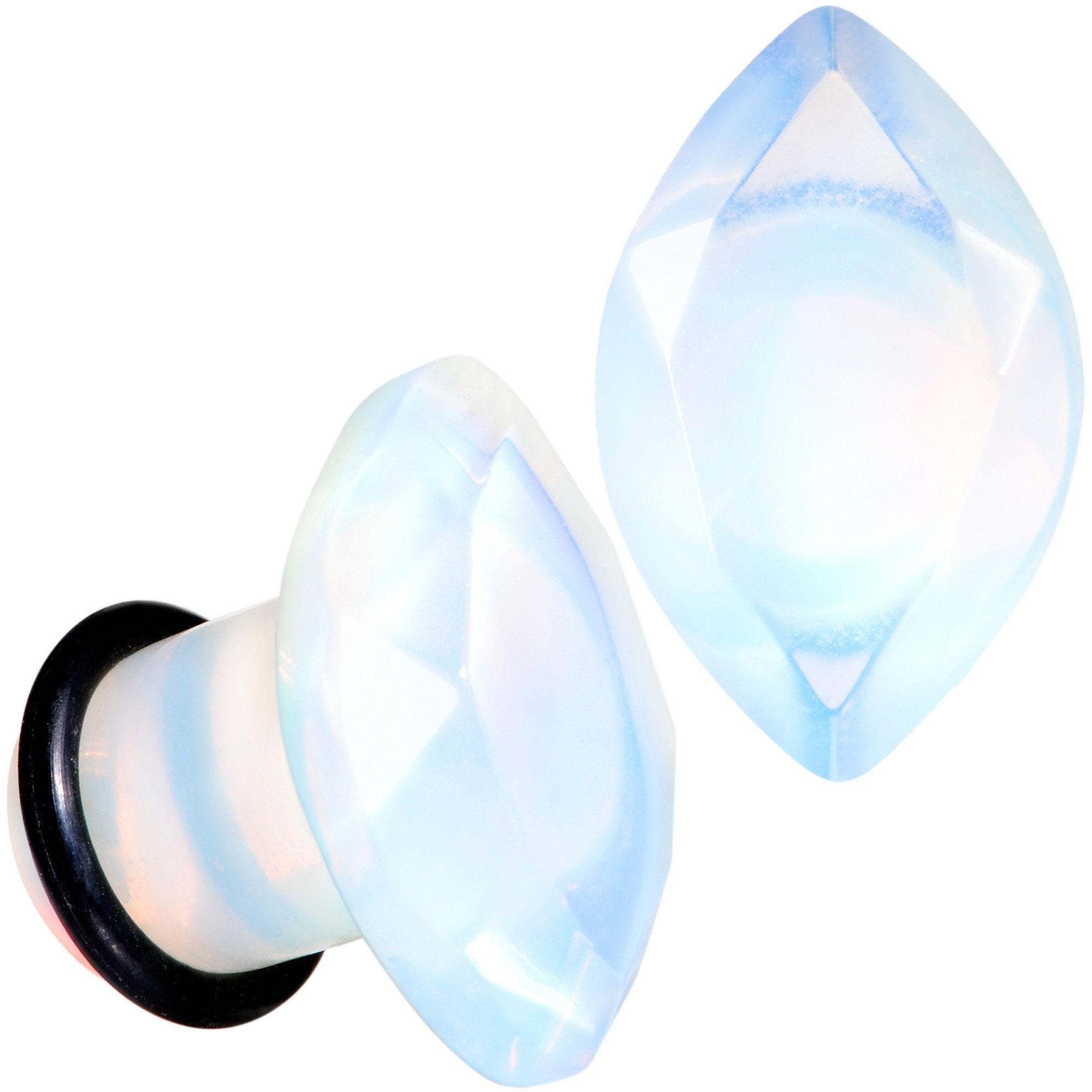 BodyCandy White Opalite Faceted Single Flare Plug Set 6mm to 25mm — alternate view