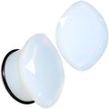 BodyCandy White Opalite Faceted Single Flare Plug Set 6mm to 25mm — detail and construction