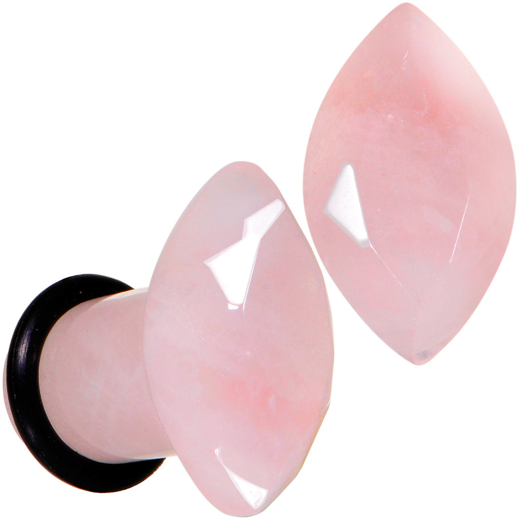 BodyCandy Rose Quartz Faceted Single Flare Plug Set 6mm to 25mm Sizes — alternate view