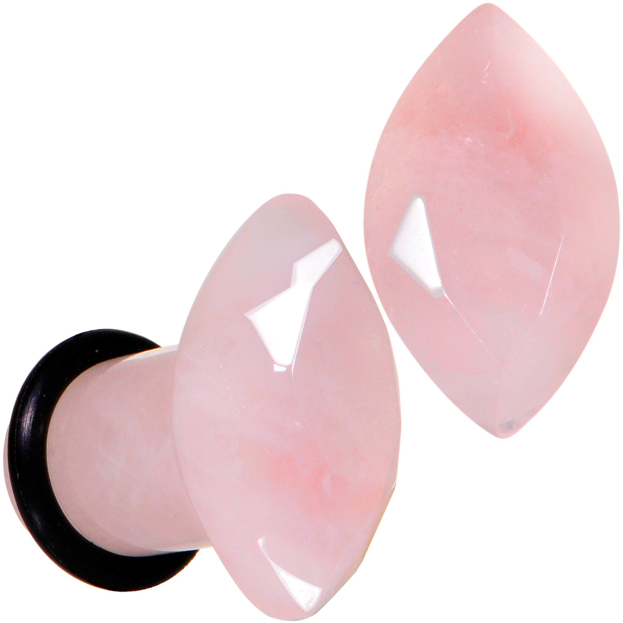 BodyCandy Rose Quartz Faceted Single Flare Plug Set 6mm to 25mm Sizes — alternate view