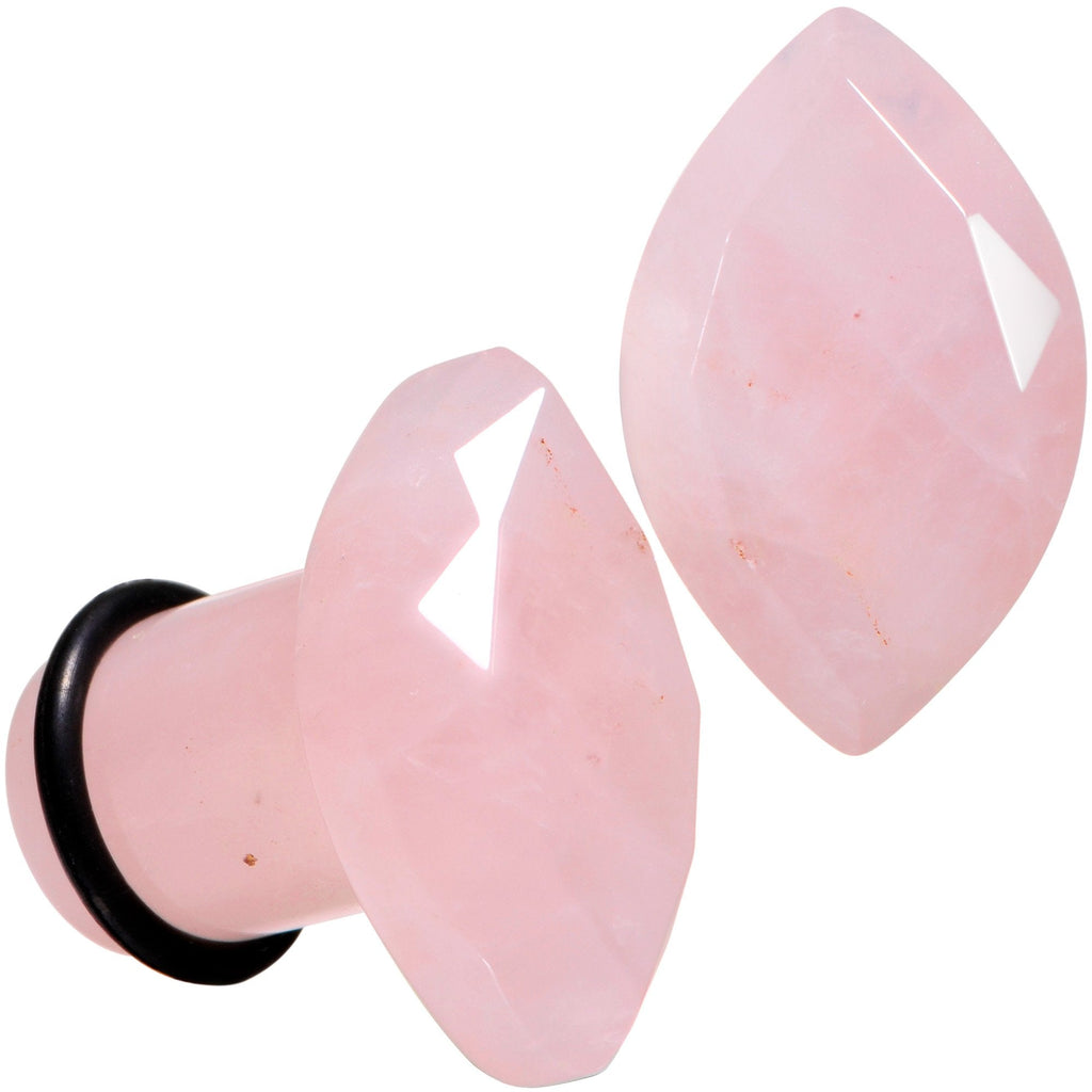 BodyCandy Rose Quartz Faceted Single Flare Plug Set 6mm to 25mm Sizes — packaging or label