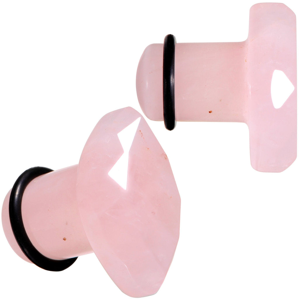 BodyCandy Rose Quartz Faceted Single Flare Plug Set 6mm to 25mm Sizes — lifestyle context