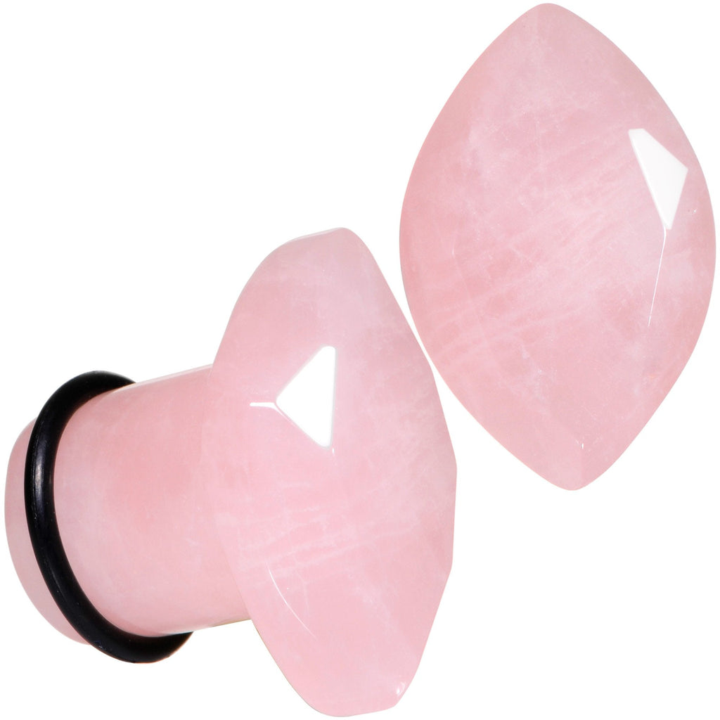 BodyCandy Rose Quartz Faceted Single Flare Plug Set 6mm to 25mm Sizes — scale reference