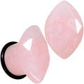 BodyCandy Rose Quartz Faceted Single Flare Plug Set 6mm to 25mm Sizes — color variant