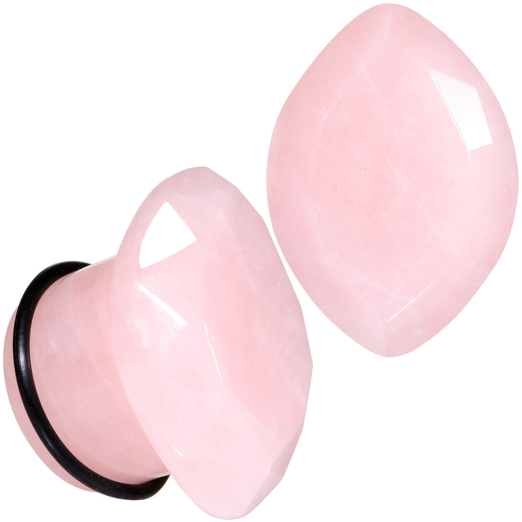 BodyCandy Rose Quartz Faceted Single Flare Plug Set 6mm to 25mm Sizes — in-use context