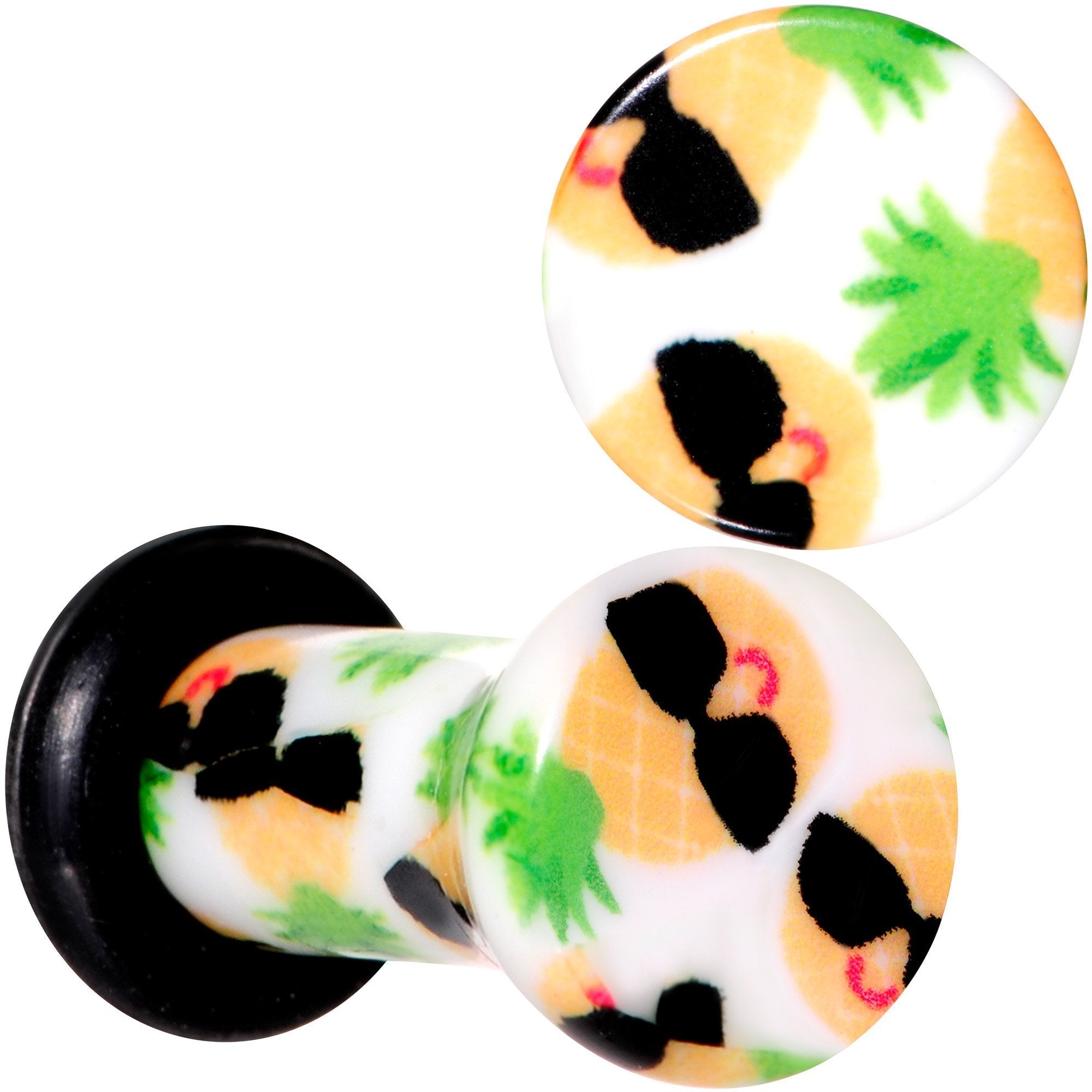 BodyCandy White Acrylic Hip Sunglasses Pineapple Single Flare Plug Set Sizes 3mm to 16mm — alternate view