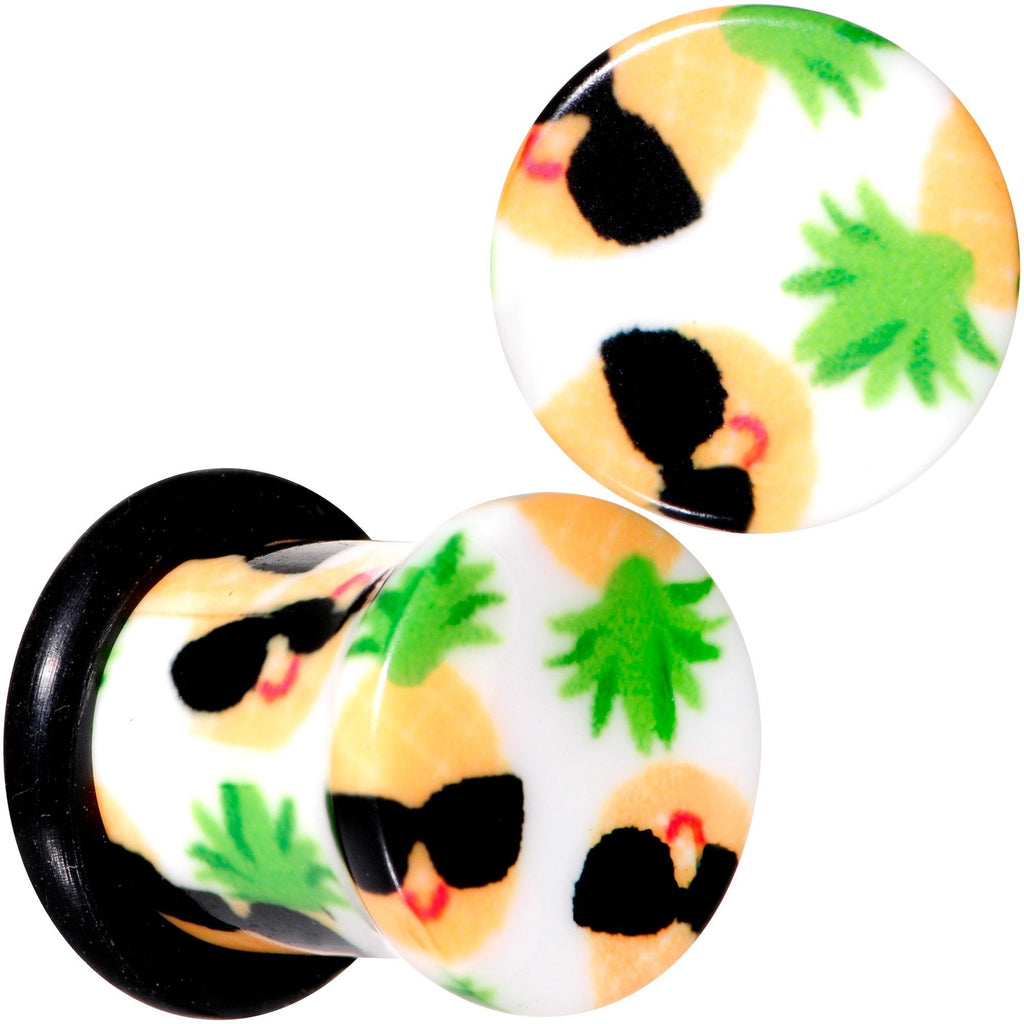 BodyCandy White Acrylic Hip Sunglasses Pineapple Single Flare Plug Set Sizes 3mm to 16mm — color variant