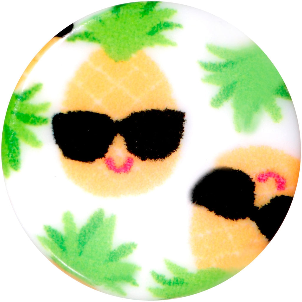 BodyCandy White Acrylic Hip Sunglasses Pineapple Single Flare Plug Set Sizes 3mm to 16mm — lifestyle context