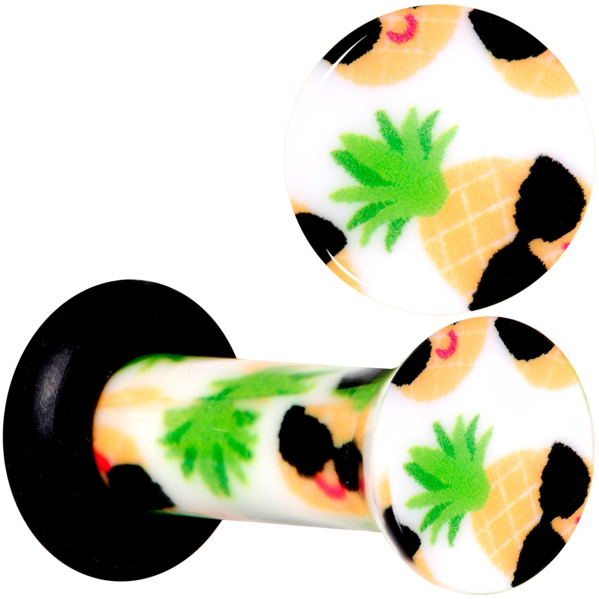 BodyCandy White Acrylic Hip Sunglasses Pineapple Single Flare Plug Set Sizes 3mm to 16mm — main product shot