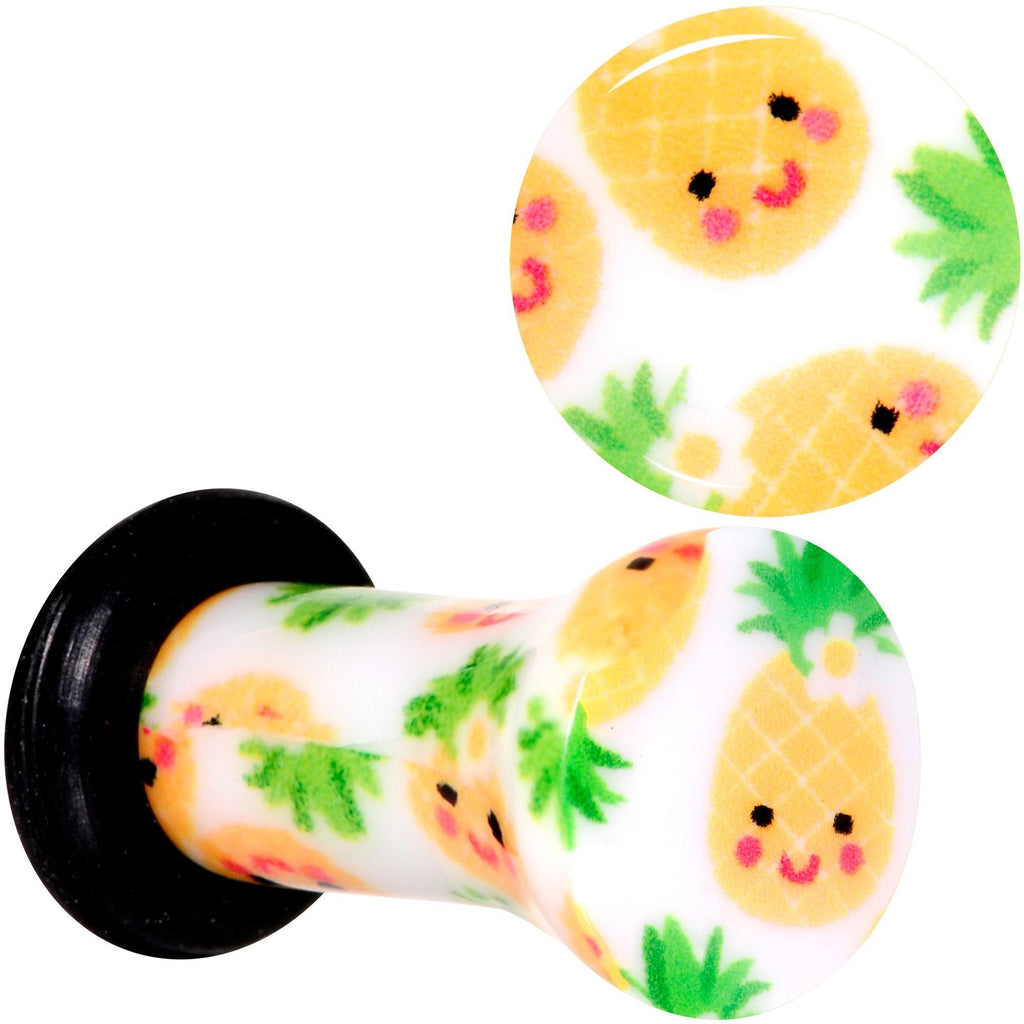 BodyCandy White Acrylic Pretty Pineapple Single Flare Plug Set Sizes 3mm to 16mm — alternate view